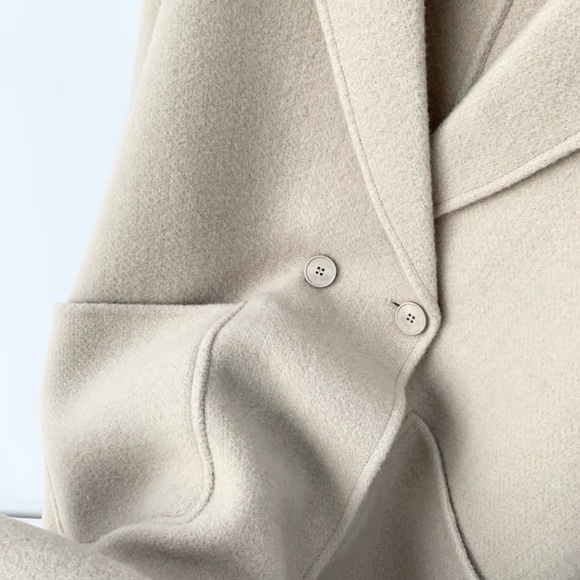 ⛄️CLAUDIE PIERLOT double-breasted patch pocket long wool blend coat NWOT - Picture 9 of 15